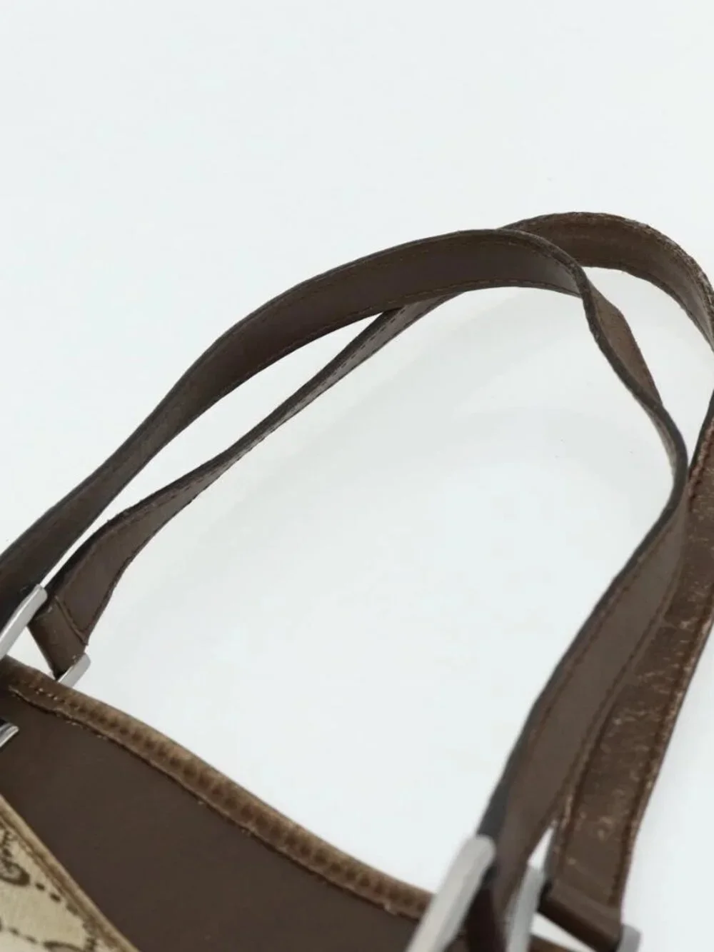 GUCCI GG Canvas Tote Bag Beige Silver 31242 Auth